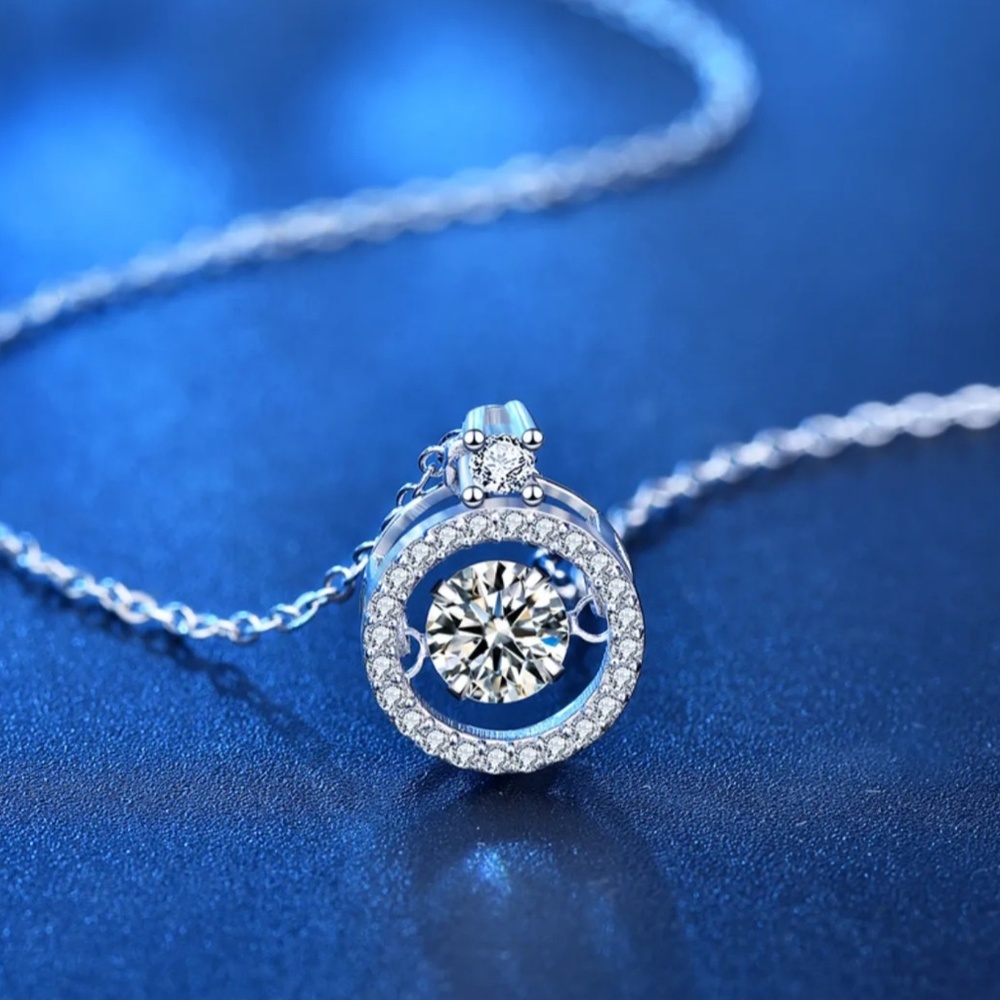 Certified Moissanite Diamond Round Necklace